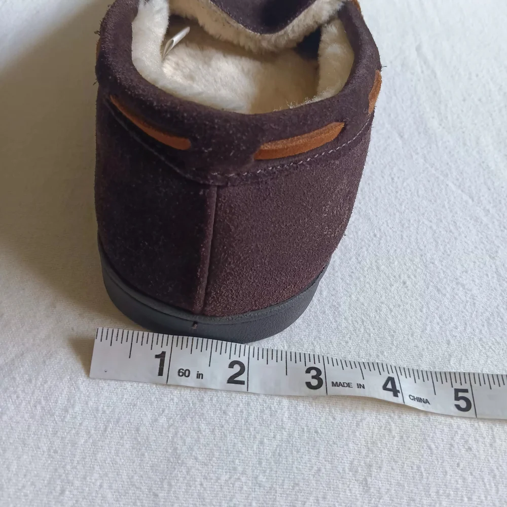 Dearfoams Med Sz 9-10 Dark Brown Men's Loafers Cozy Soft